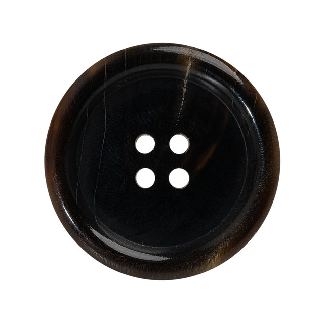 Plastic 4-Hole Button - 44L/28mm - Dark Brown and Beige Lines Rolled Rim