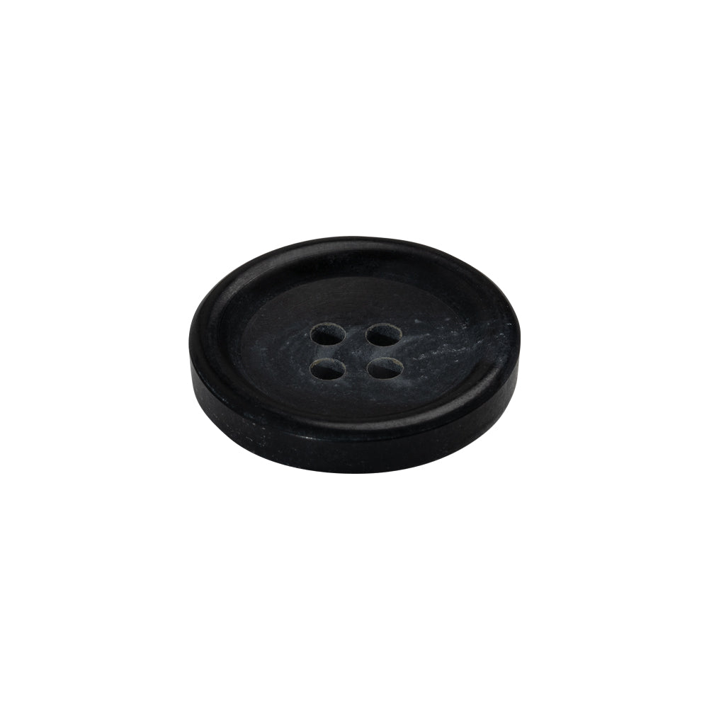 Plastic 4-Hole Button - 32L/20mm - Black with Gray Swirls - Folded