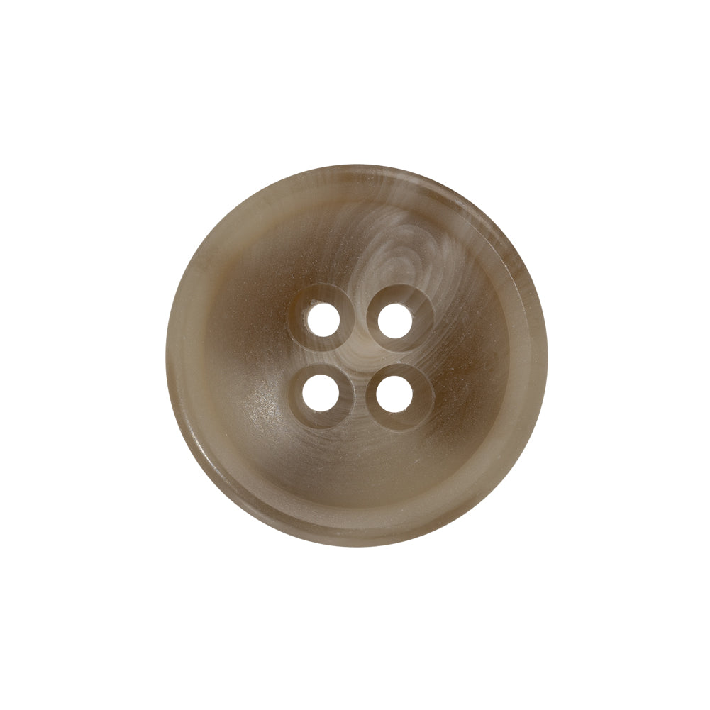 Plastic 4-Hole Button - 36L/23mm - Beige and Taupe Thick Swirls Low Convex