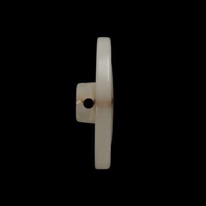 Plastic Shank Back Button - 40L/25.5mm - Ivory and Brown Streak Low Convex