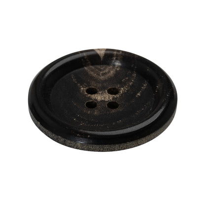 Plastic 4-Hole Button - 44L/28mm - Brown and Beige Swirled Rolled Rim