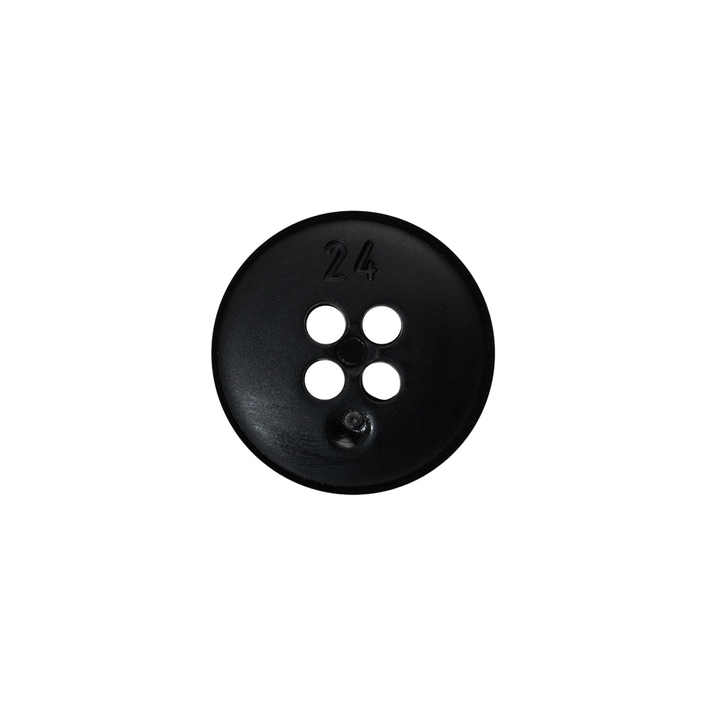 4-Hole Plastic Button - 24L/15mm - Matte Black Narrow Rim