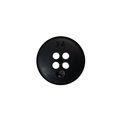4-Hole Plastic Button - 24L/15mm - Matte Black Narrow Rim