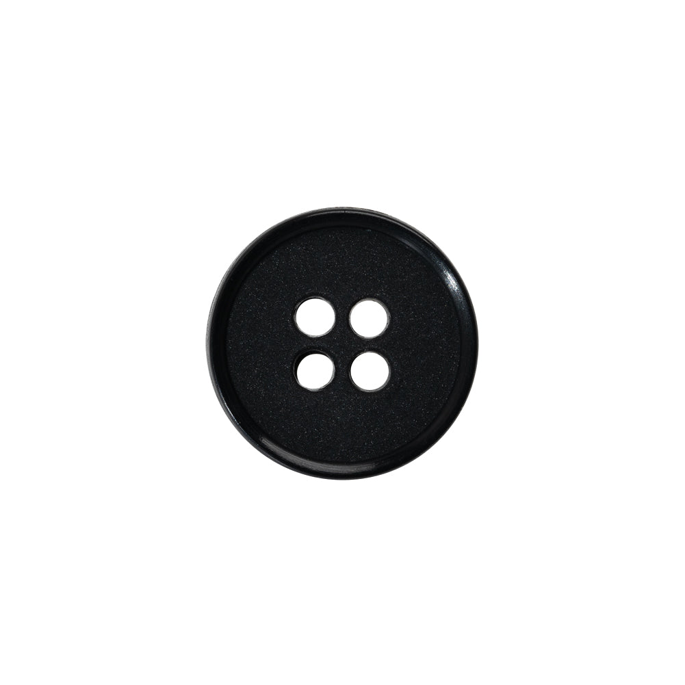 4-Hole Plastic Button - 24L/15mm - Matte Black Narrow Rim
