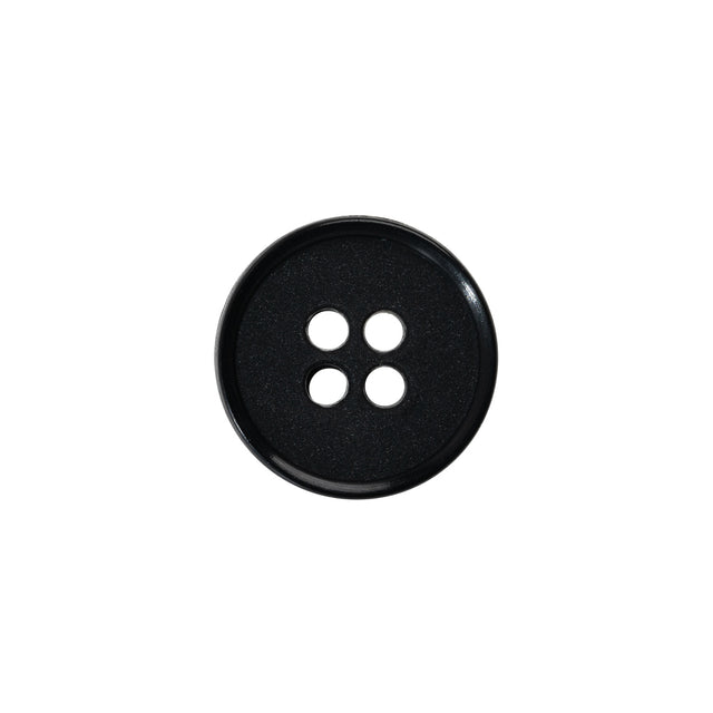 4-Hole Plastic Button - 24L/15mm - Matte Black Narrow Rim
