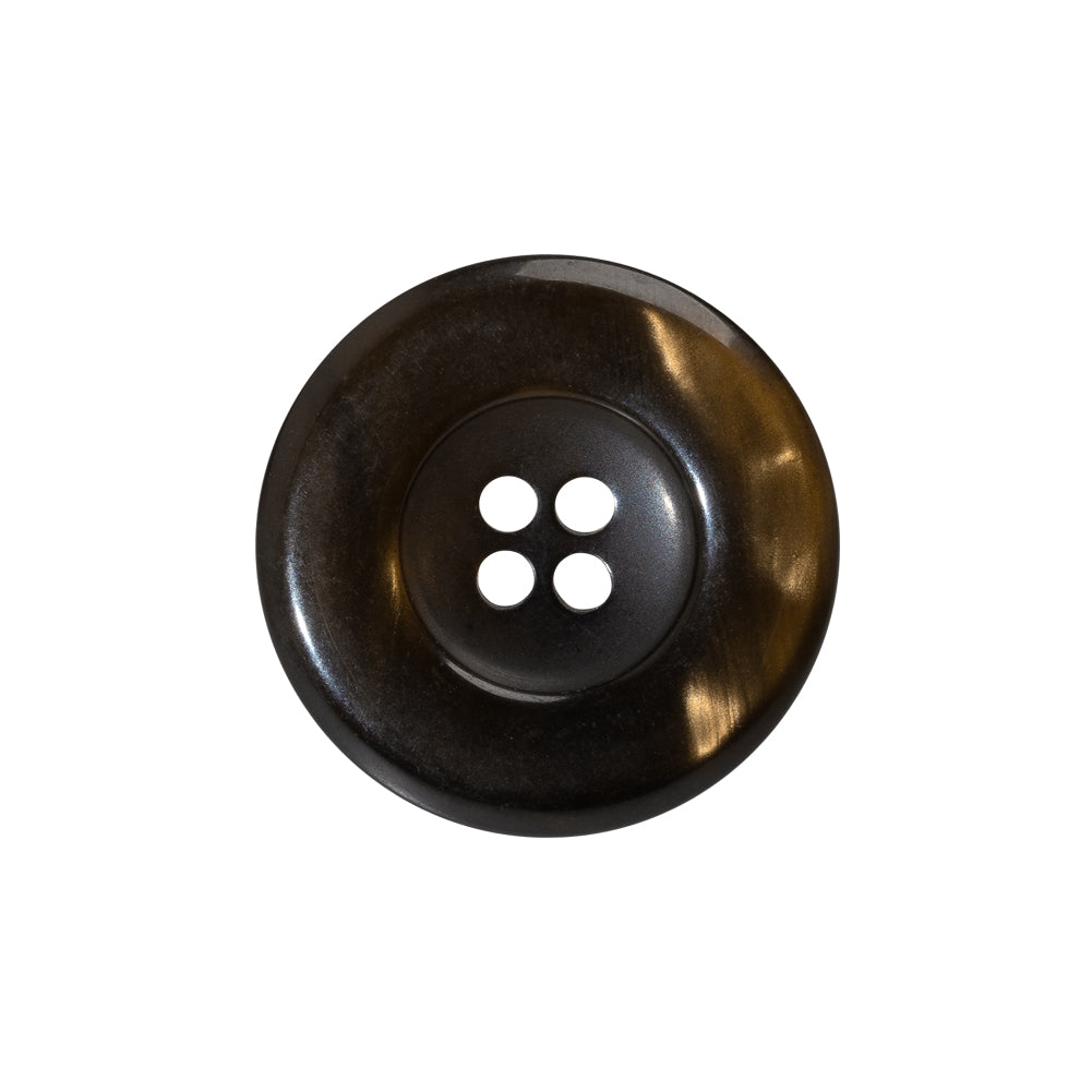 Plastic 4-Hole Button - 36L/23mm - Almost Translucent Pearlescent Brown Wide Rim