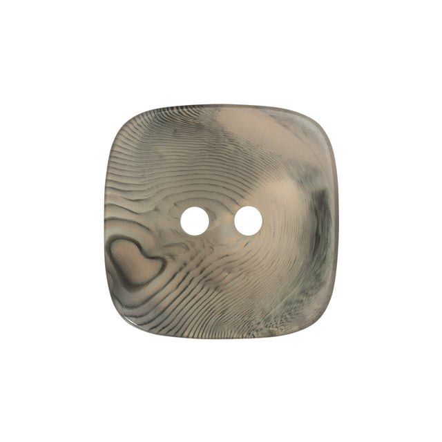 Square Plastic 2-Hole Button - 36L/23mm - Iridescent Ivory and Gray Marbled