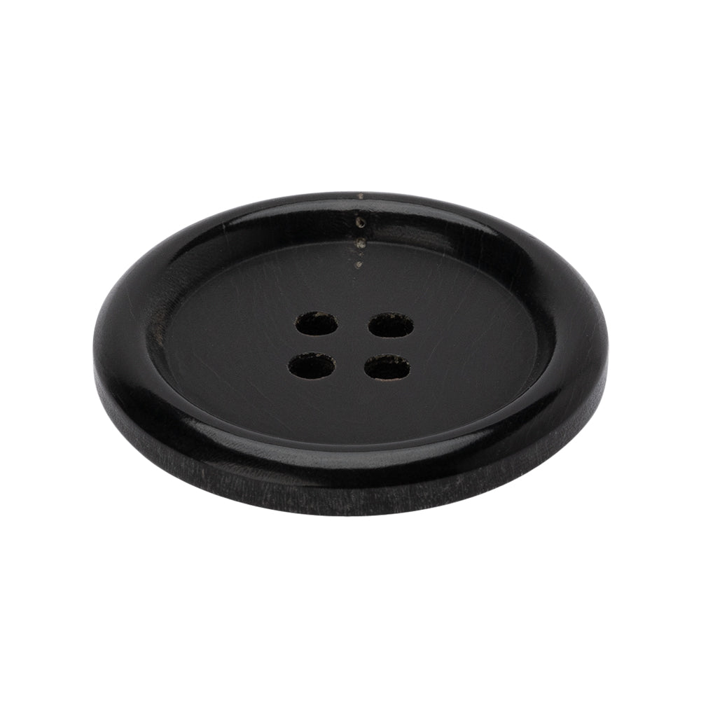 Plastic 4-Hole Button - 44L/28mm - Black Rolled Rim - Folded