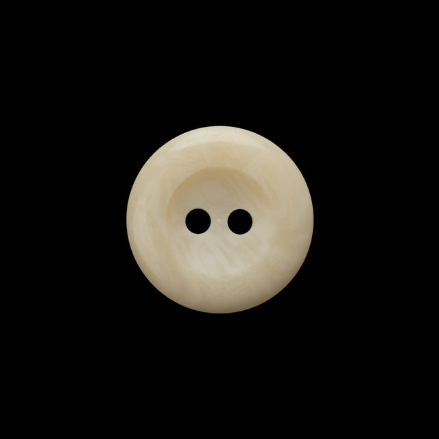 Plastic 2-Hole Button - 28L/18mm - Ivory Swirls Shallow Inkwell
