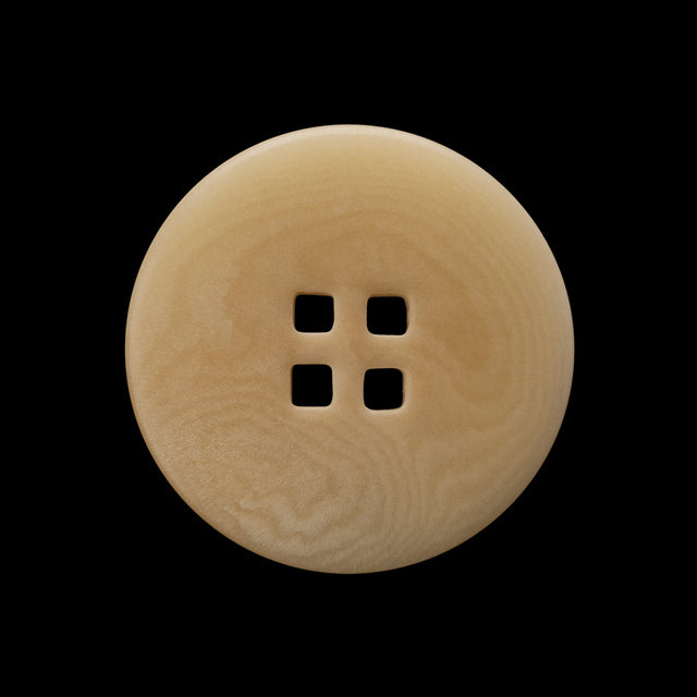 Plastic 4-Hole Button - 40L/25.5mm - Beige Subtle Marbling with Square Holes