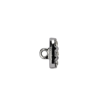 Square Rhinestone and Metal Shank Back Button - 18L/11.5mm - Silver and Crystal Grid