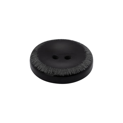 Plastic 2-Hole Button - 35L/22mm - Black Shallow Plate with Etched Rim