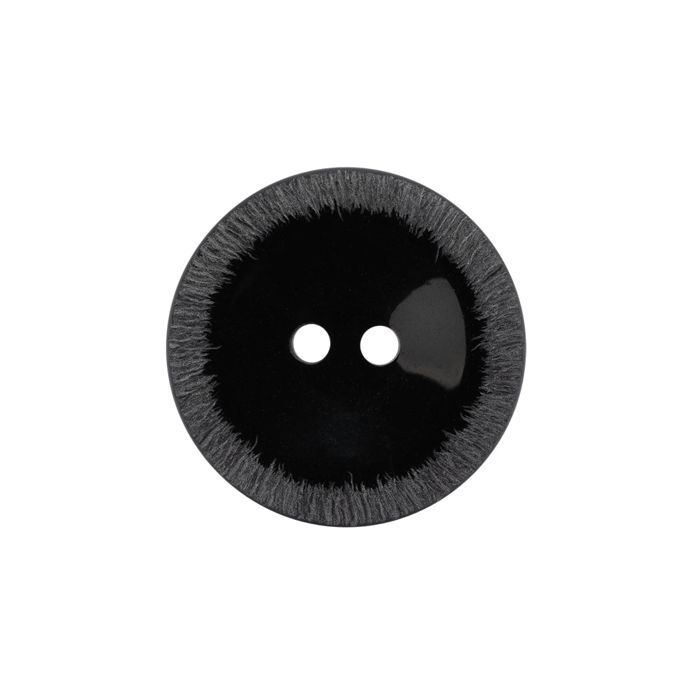 Plastic 2-Hole Button - 35L/22mm - Black Shallow Plate with Etched Rim
