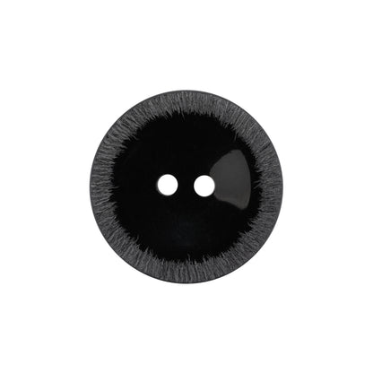 Plastic 2-Hole Button - 35L/22mm - Black Shallow Plate with Etched Rim