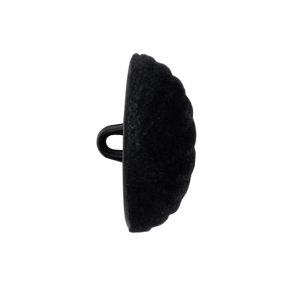 Fabric Covered Shank Back Button - 40L/25.5mm - Black Velvet Radiating Ribs - Folded