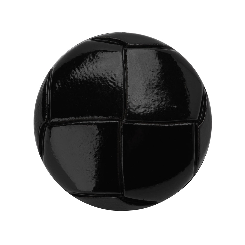 Plastic Shank Back Button - 44L/28mm - Black Faux Leather Knot