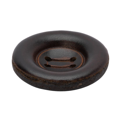 Leather 4-Hole Button - 54L/34mm - Dark Brown Dish Shaped