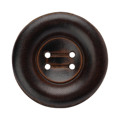 Leather 4-Hole Button - 54L/34mm - Dark Brown Dish Shaped