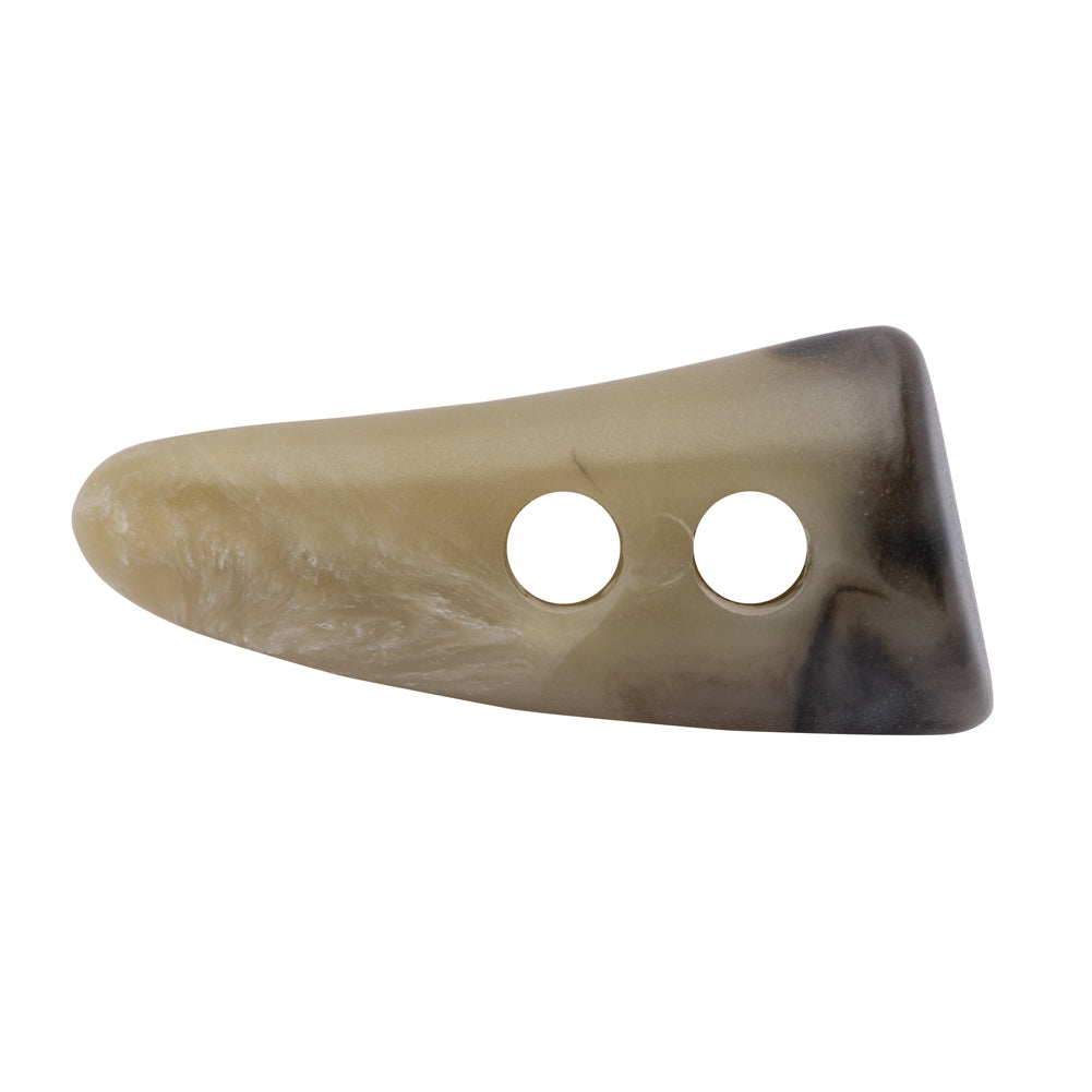 Horn 2-Hole Toggle Button - 60L/38mm - Beige and Gray Marbled