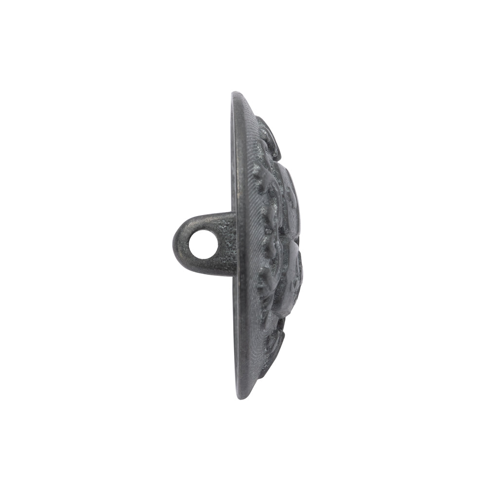 Metal Shank Back Button - 40L/25.5mm - Distressed Pewter Crest - Folded