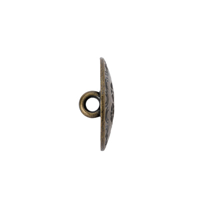 Metal Shank Back Button - 30L/19mm - Brass Flowers and Rainbows Embossed