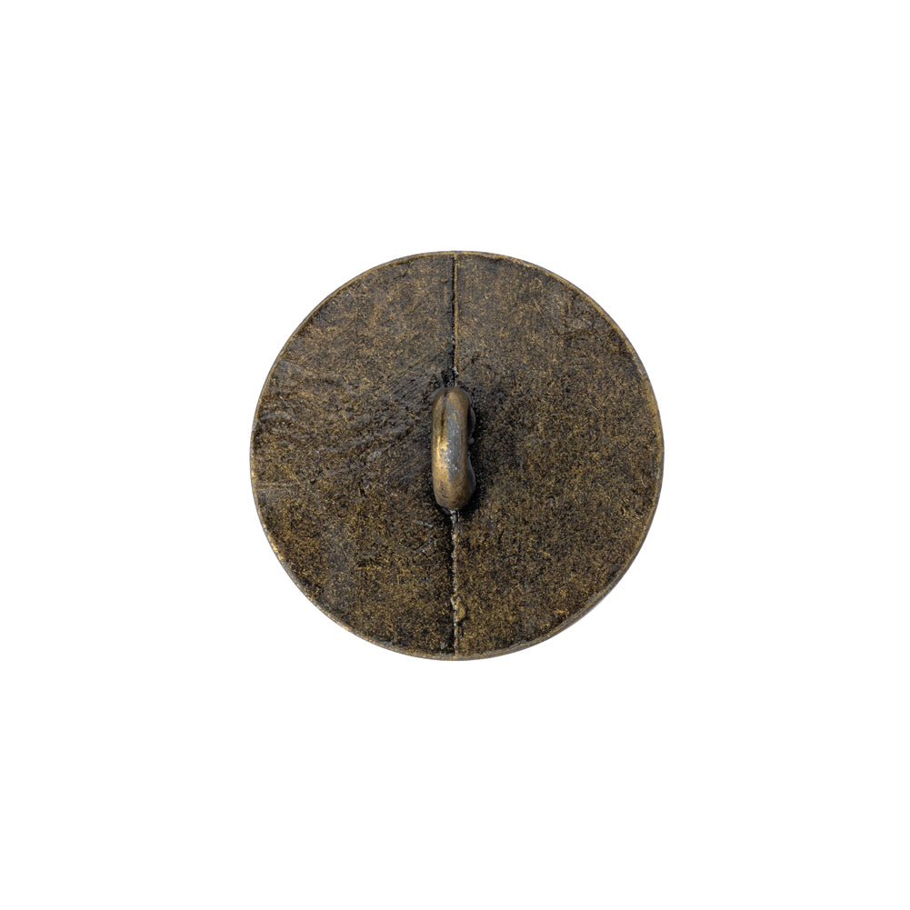 Metal Shank Back Button - 30L/19mm - Brass Flowers and Rainbows Embossed - Detail