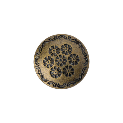 Metal Shank Back Button - 30L/19mm - Brass Flowers and Rainbows Embossed