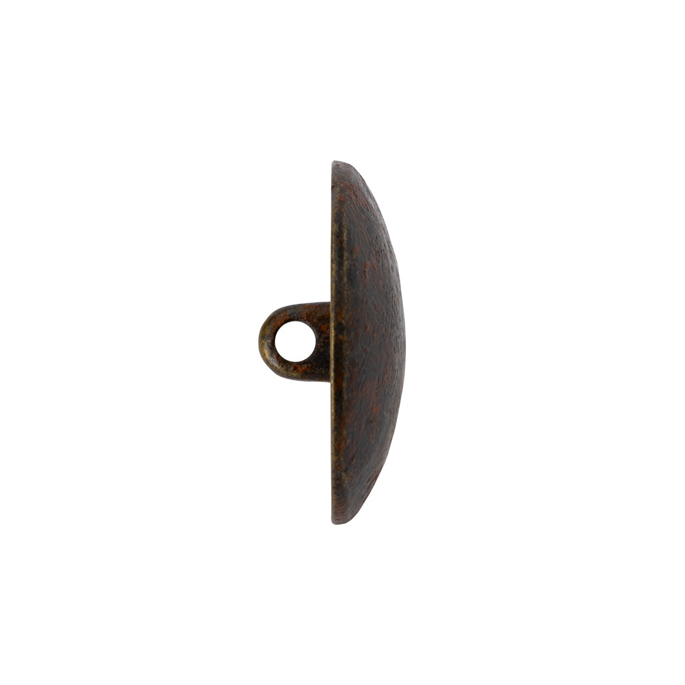 Metal Shank Back Button - 36L/23mm - Distressed Antique Brass - Folded