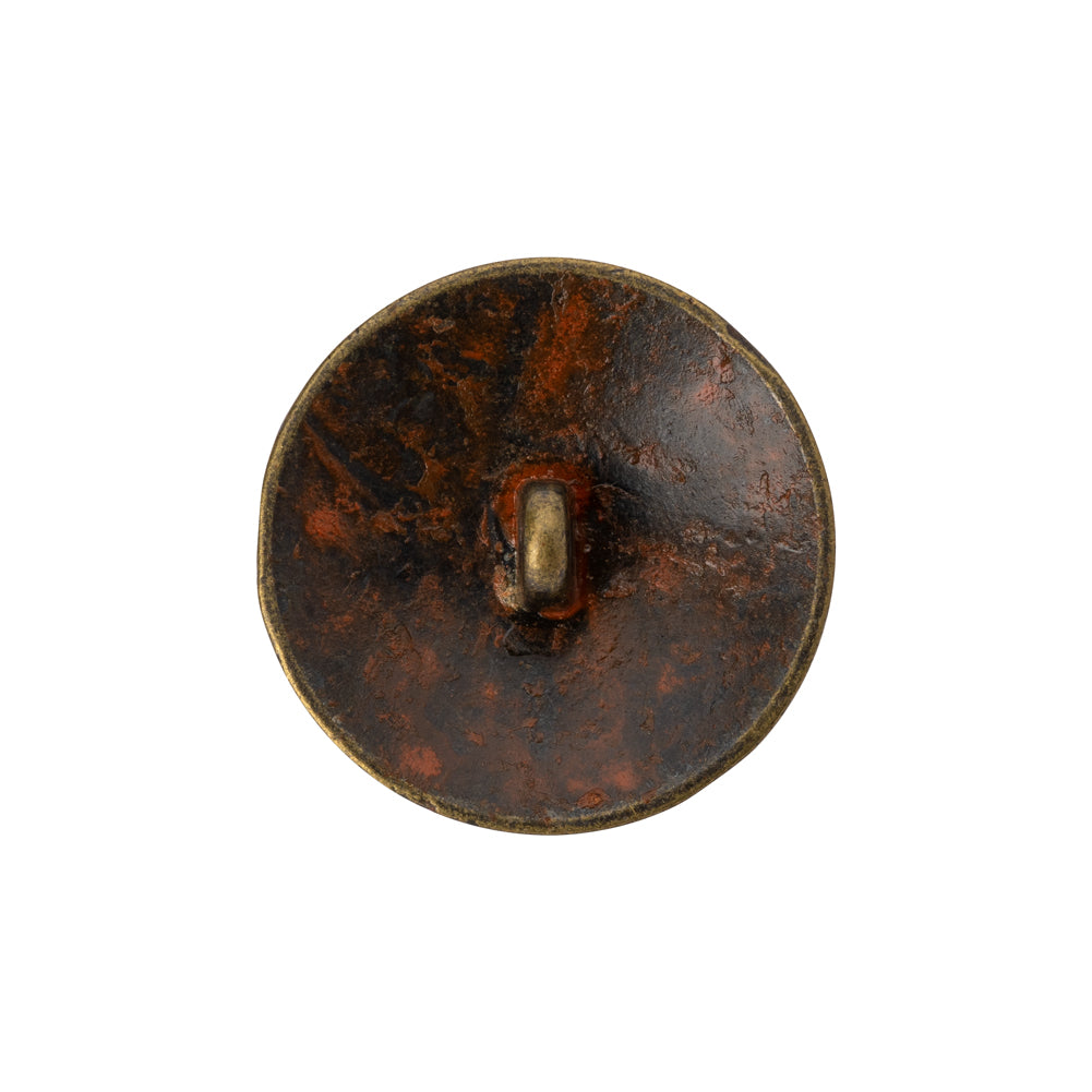 Metal Shank Back Button - 36L/23mm - Distressed Antique Brass - Detail