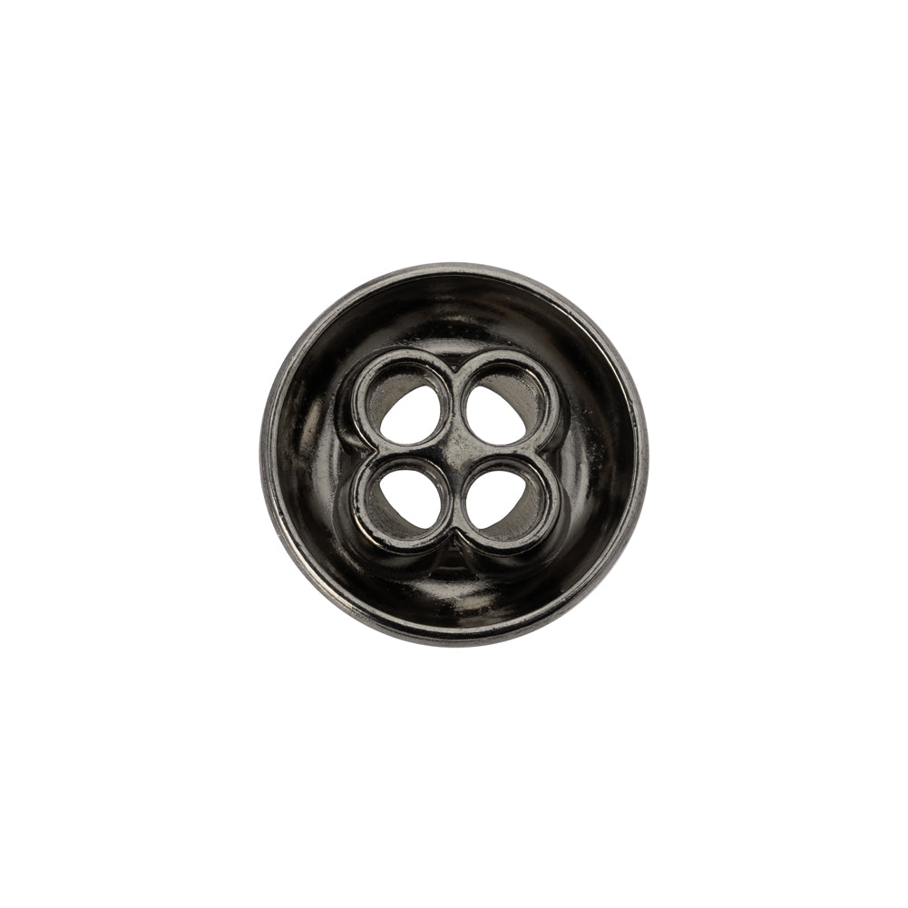 Metal 4-Hole Button - 28L/18mm - Gunmetal Inkwell - Detail