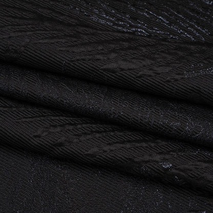 Metallic Black Palm Leaves Luxury Burnout Brocade