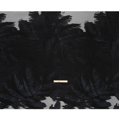 Metallic Black Palm Leaves Luxury Burnout Brocade