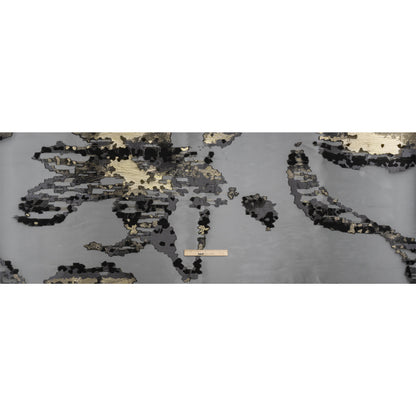 Gray, Black and Metallic Gold Abstract Luxury Burnout Brocade