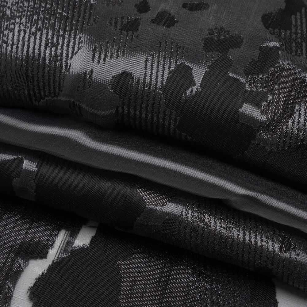 Metallic Black Abstract Luxury Burnout Brocade - Folded