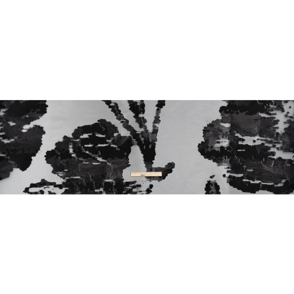 Metallic Black Abstract Luxury Burnout Brocade - Full