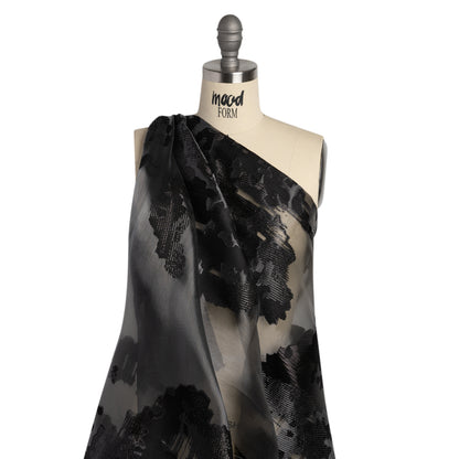 Metallic Black Abstract Luxury Burnout Brocade