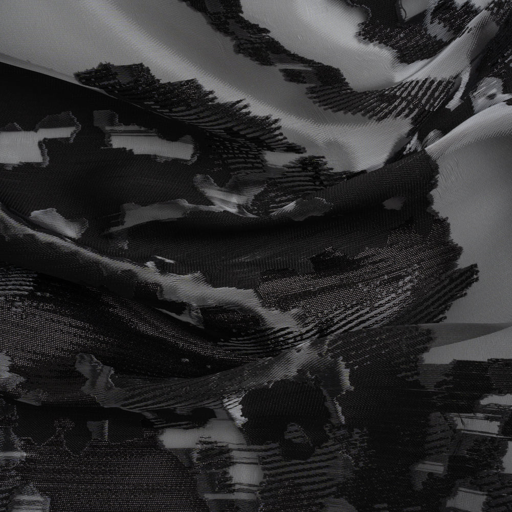Metallic Black Abstract Luxury Burnout Brocade