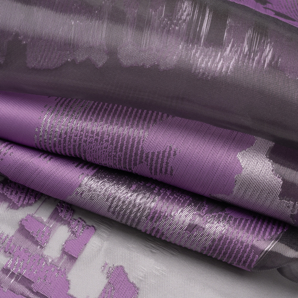 Metallic Purple Abstract Luxury Burnout Brocade - Folded