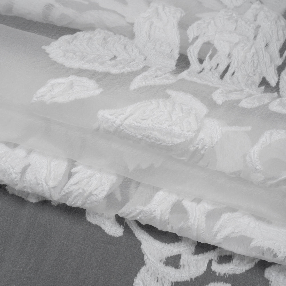Metallic White Floral Luxury Burnout Brocade Panel