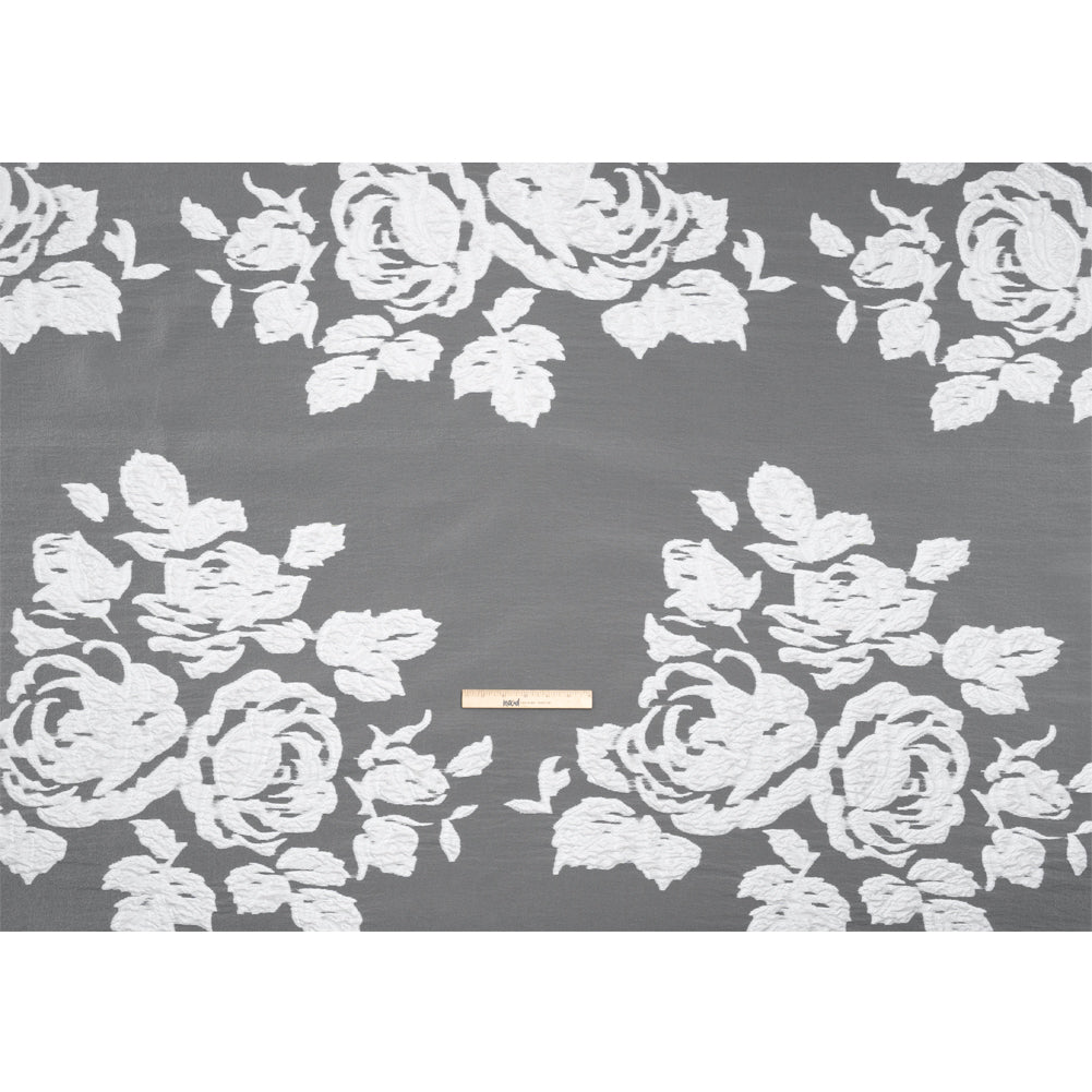 Metallic White Floral Luxury Burnout Brocade Panel