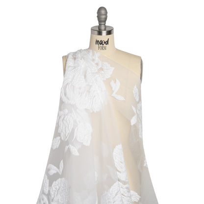 Metallic White Floral Luxury Burnout Brocade Panel