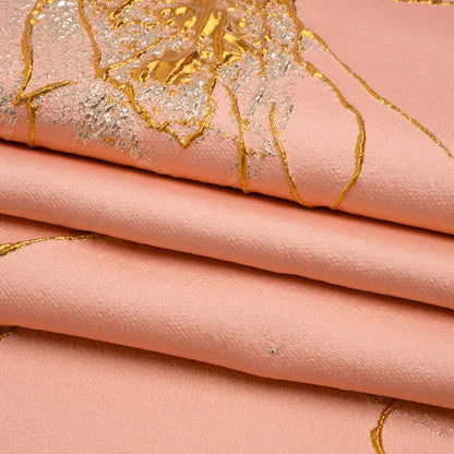 Metallic Silver, Gold and Pink Fanciful Floral Luxury Brocade