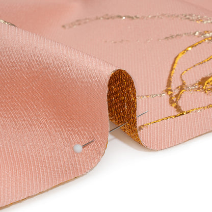 Metallic Silver, Gold and Pink Fanciful Floral Luxury Brocade