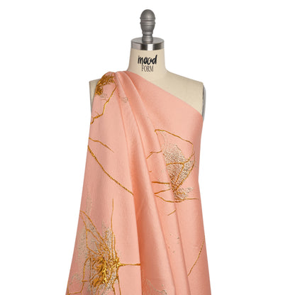 Metallic Silver, Gold and Pink Fanciful Floral Luxury Brocade