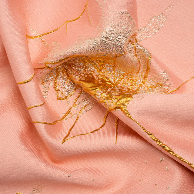 Metallic Silver, Gold and Pink Fanciful Floral Luxury Brocade