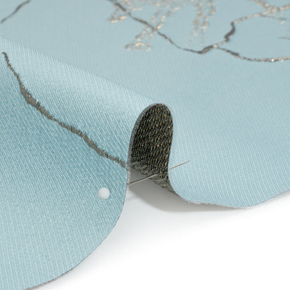 Metallic Silver, Gray and Sky Blue Fanciful Floral Luxury Brocade