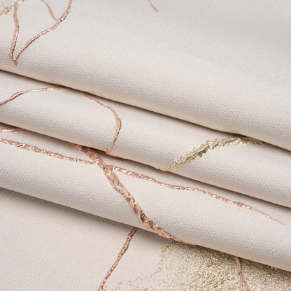 Metallic Rose Gold, Pale Gold and White Fanciful Floral Luxury Brocade