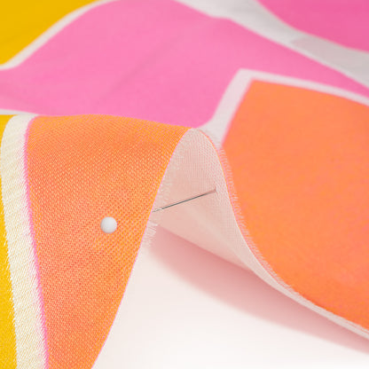 Hot Pink, Orange and Yellow Abstract Luxury Burnout Brocade