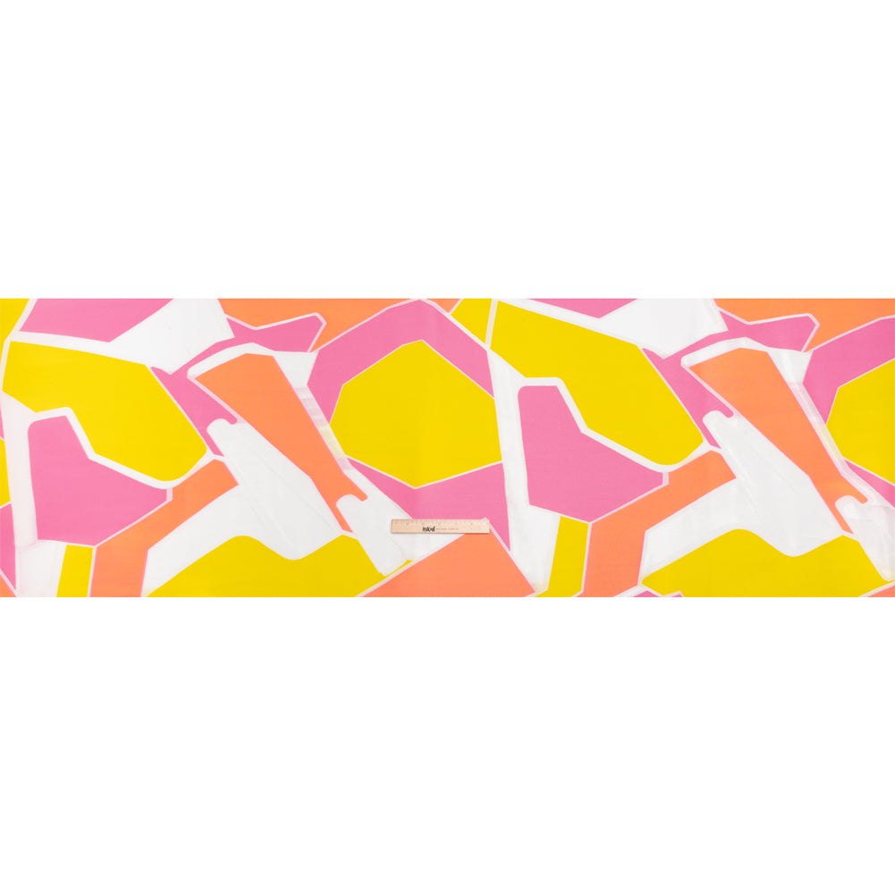 Hot Pink, Orange and Yellow Abstract Luxury Burnout Brocade - Full
