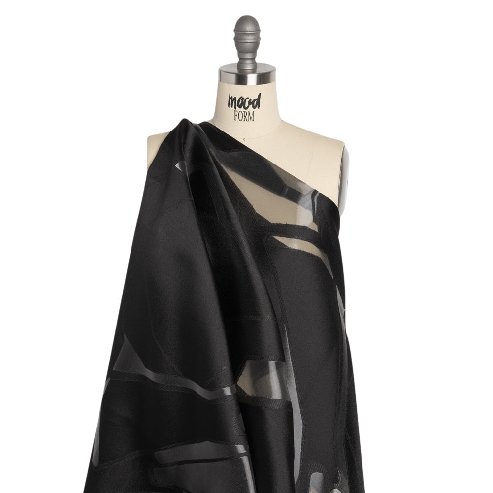 Black Abstract Luxury Burnout Brocade
